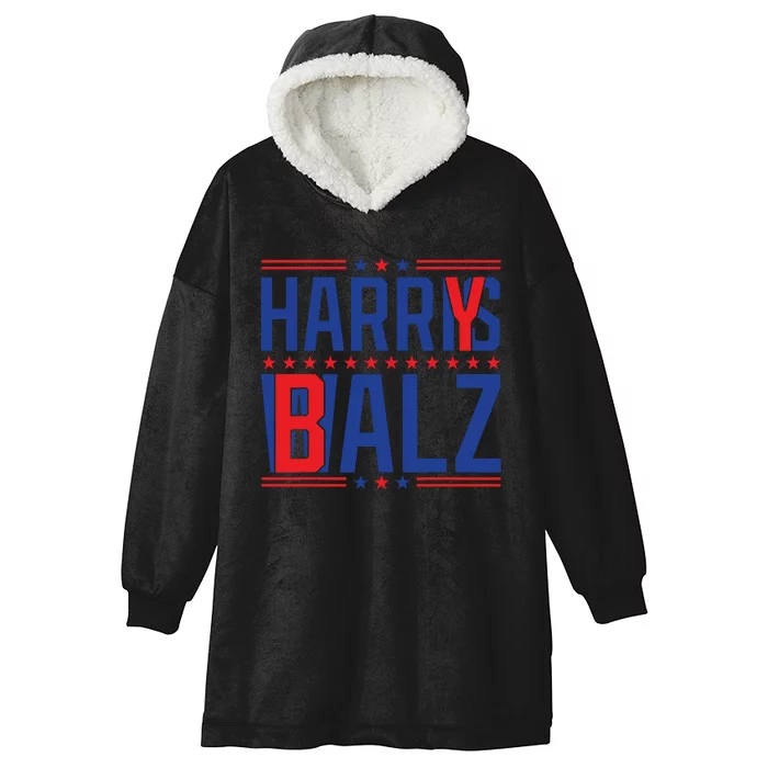 Funny Harris Walz 24 Harry Balz 2024 Meme Democratics Vote Hooded Wearable Blanket