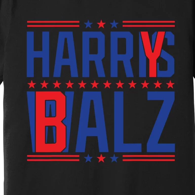 Funny Harris Walz 24 Harry Balz 2024 Meme Democratics Vote Premium T-Shirt