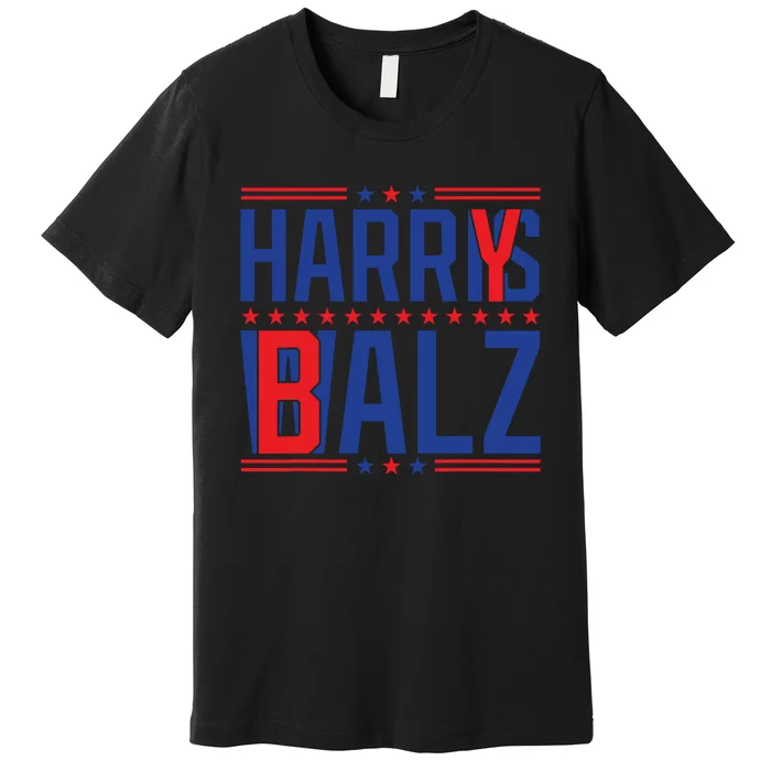 Funny Harris Walz 24 Harry Balz 2024 Meme Democratics Vote Premium T-Shirt