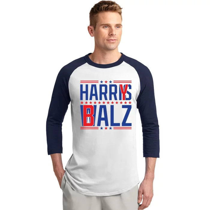 Funny Harris Walz 24 Harry Balz 2024 Meme Democratics Vote Baseball Sleeve Shirt