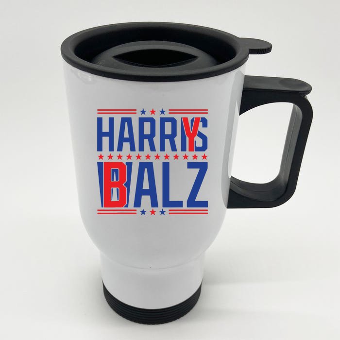 Funny Harris Walz 24 Harry Balz 2024 Meme Democratics Vote Front & Back Stainless Steel Travel Mug