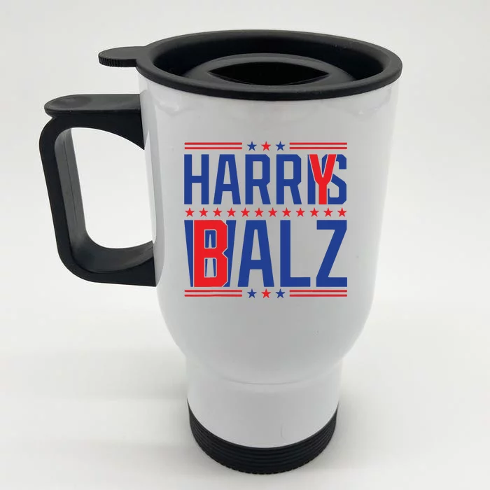 Funny Harris Walz 24 Harry Balz 2024 Meme Democratics Vote Front & Back Stainless Steel Travel Mug