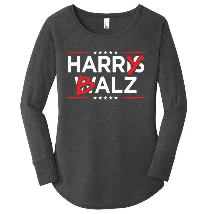 Funny Harris Walz 24 Harry Balz 2024 Meme Kamala Harris Women's Perfect Tri Tunic Long Sleeve Shirt