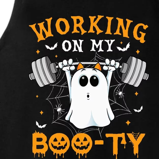 Funny Halloween Working On My Booty Workout Gym Ladies Tri-Blend Wicking Tank