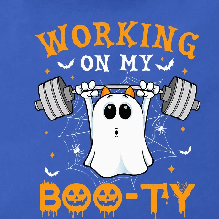 Funny Halloween Working On My Booty Workout Gym Zip Tote Bag