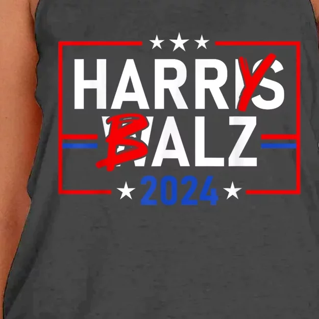 Funny Harris Walz 24 Harry Balz 2024 Meme Democratics Vote Women's Knotted Racerback Tank