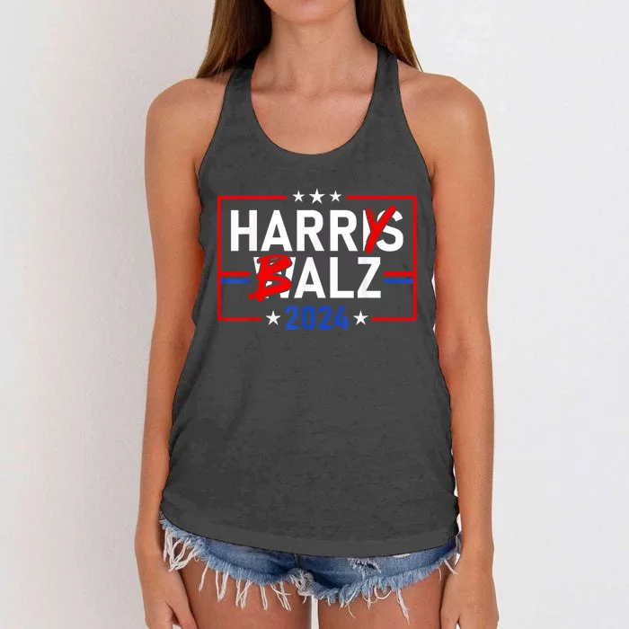 Funny Harris Walz 24 Harry Balz 2024 Meme Democratics Vote Women's Knotted Racerback Tank