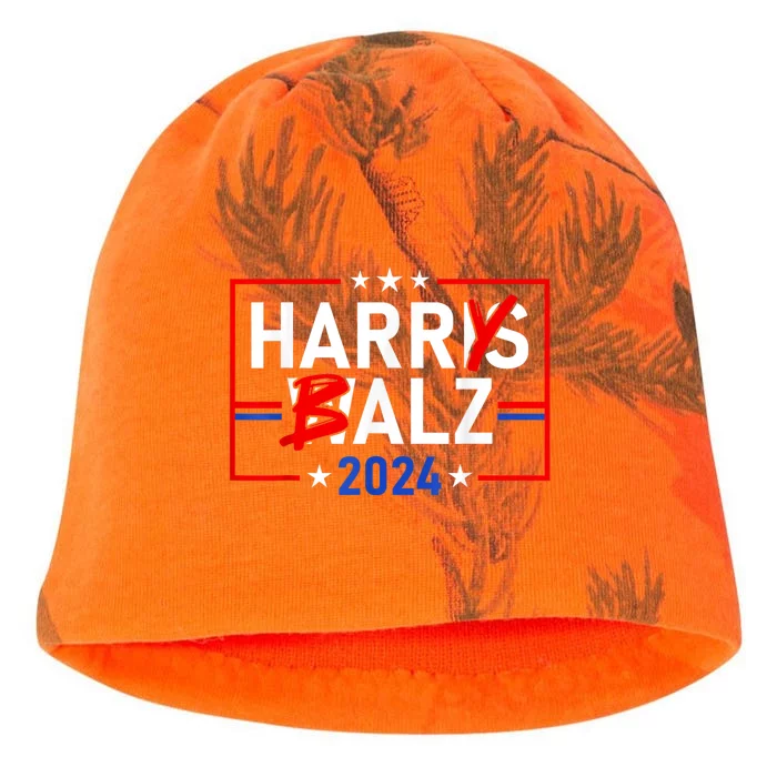 Funny Harris Walz 24 Harry Balz 2024 Meme Democratics Vote Kati - Camo Knit Beanie