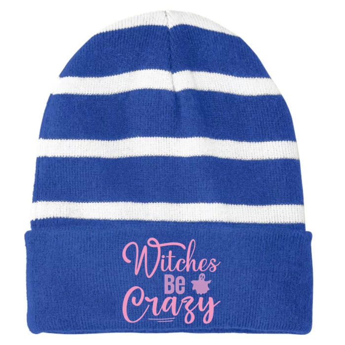 Funny Halloween Witches Be Crazy Ghost Graphic Cool Gift Striped Beanie with Solid Band