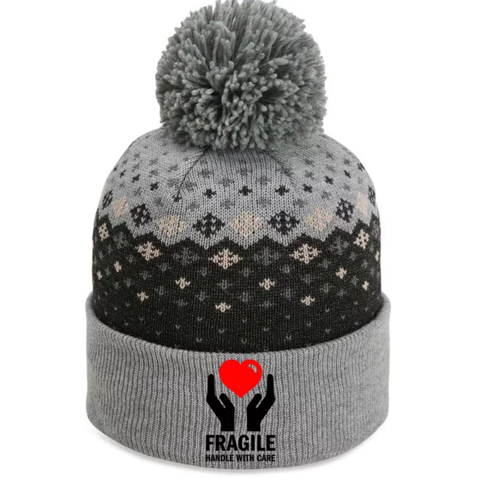 Fragile Handle With Care Loveheart Gift The Baniff Cuffed Pom Beanie