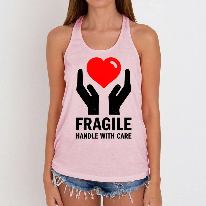 Fragile Handle With Care Loveheart Gift Women's Knotted Racerback Tank