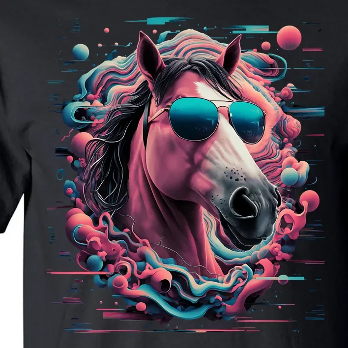 Funny Horse Wearing Sunglasses Abstract Art Tall Sweatshirt Tall T-Shirt