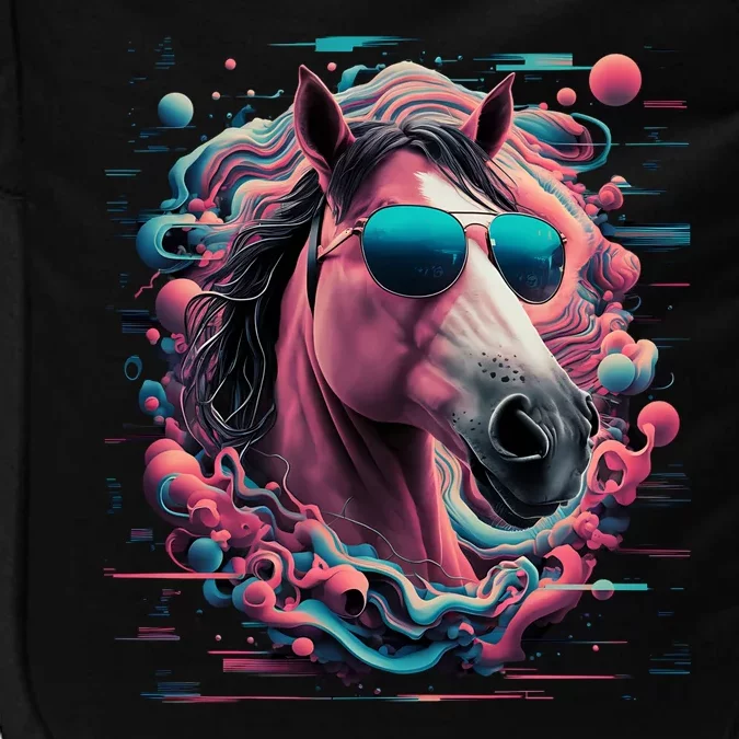 Funny Horse Wearing Sunglasses Abstract Art Tall Sweatshirt Impact Tech Backpack