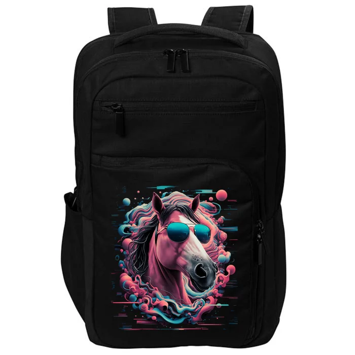 Funny Horse Wearing Sunglasses Abstract Art Tall Sweatshirt Impact Tech Backpack