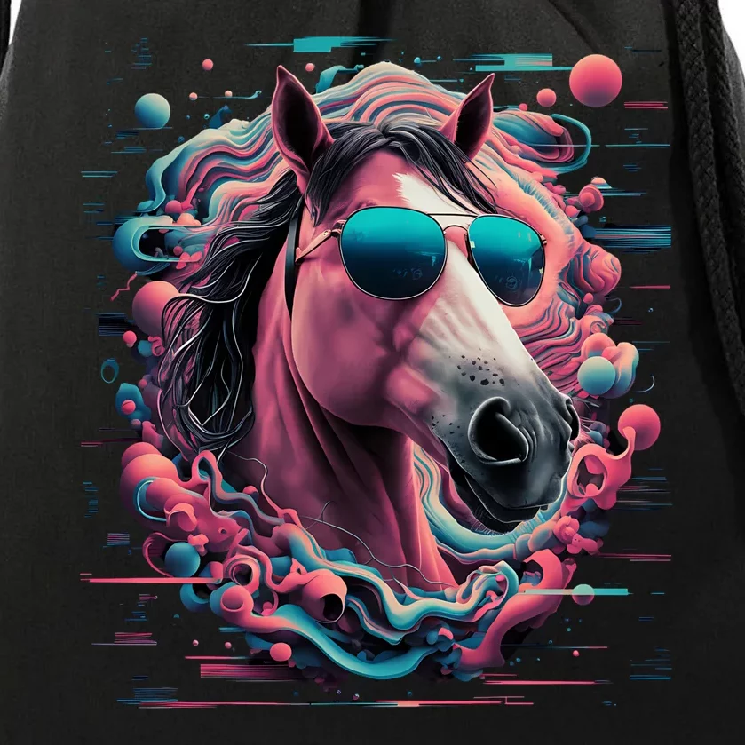 Funny Horse Wearing Sunglasses Abstract Art Tall Sweatshirt Drawstring Bag