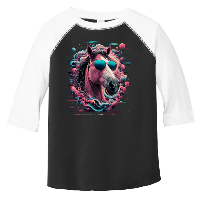 Funny Horse Wearing Sunglasses Abstract Art Tall Sweatshirt Toddler Fine Jersey T-Shirt