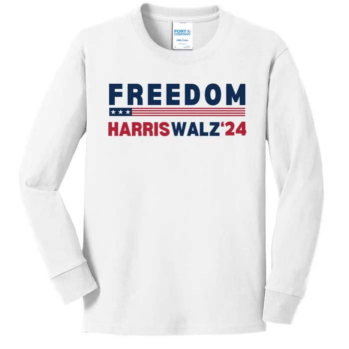 Freedom Harris Walz 2024 Kids Long Sleeve Shirt