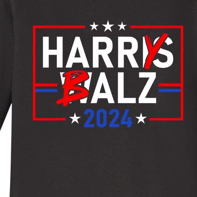 Funny Harris Walz 24 Harry Balz 2024 Meme Democratics Vote Baby Long Sleeve Bodysuit