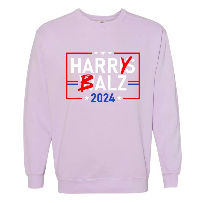 Funny Harris Walz 24 Harry Balz 2024 Meme Democratics Vote Garment-Dyed Sweatshirt