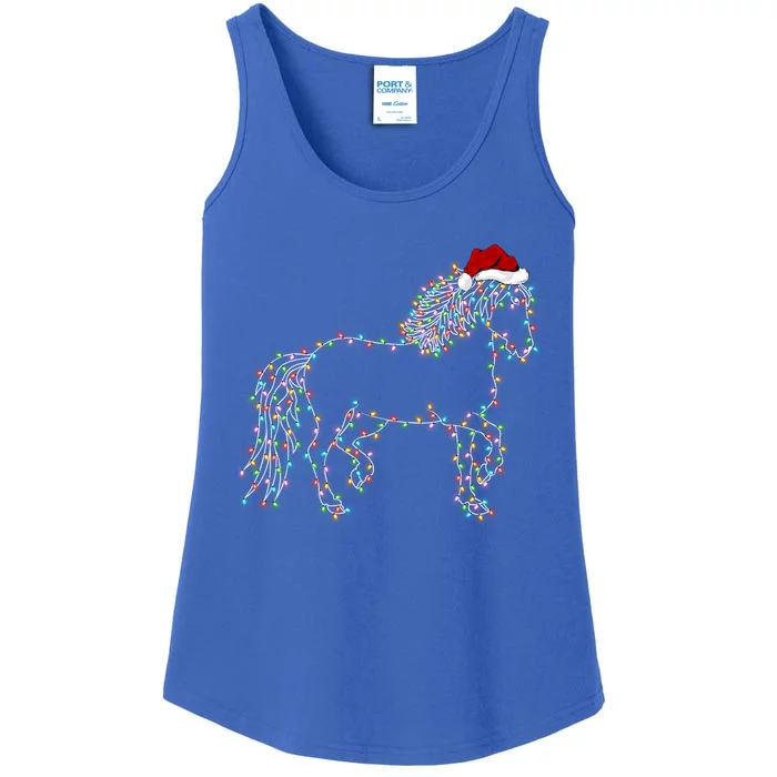 Funny Horse Xmas Lighting Santa Hat Horse Christmas Gift Ladies Essential Tank