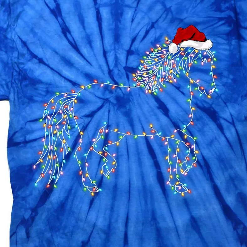 Funny Horse Xmas Lighting Santa Hat Horse Christmas Gift Tie-Dye T-Shirt