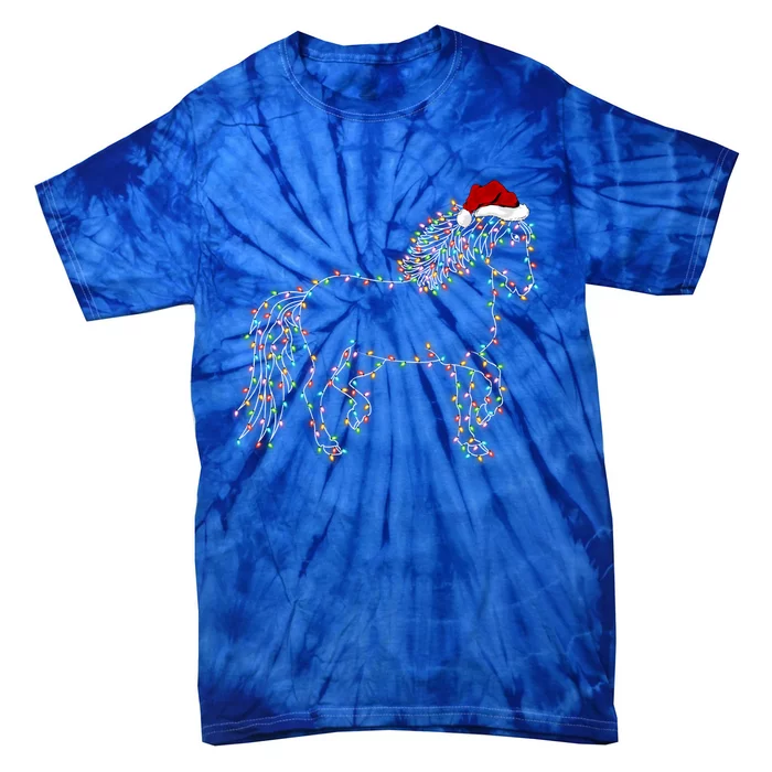 Funny Horse Xmas Lighting Santa Hat Horse Christmas Gift Tie-Dye T-Shirt