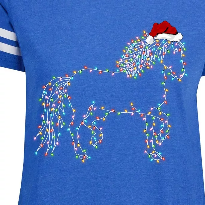 Funny Horse Xmas Lighting Santa Hat Horse Christmas Gift Enza Ladies Jersey Football T-Shirt