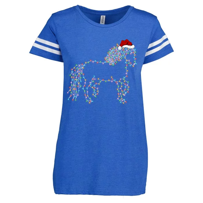 Funny Horse Xmas Lighting Santa Hat Horse Christmas Gift Enza Ladies Jersey Football T-Shirt