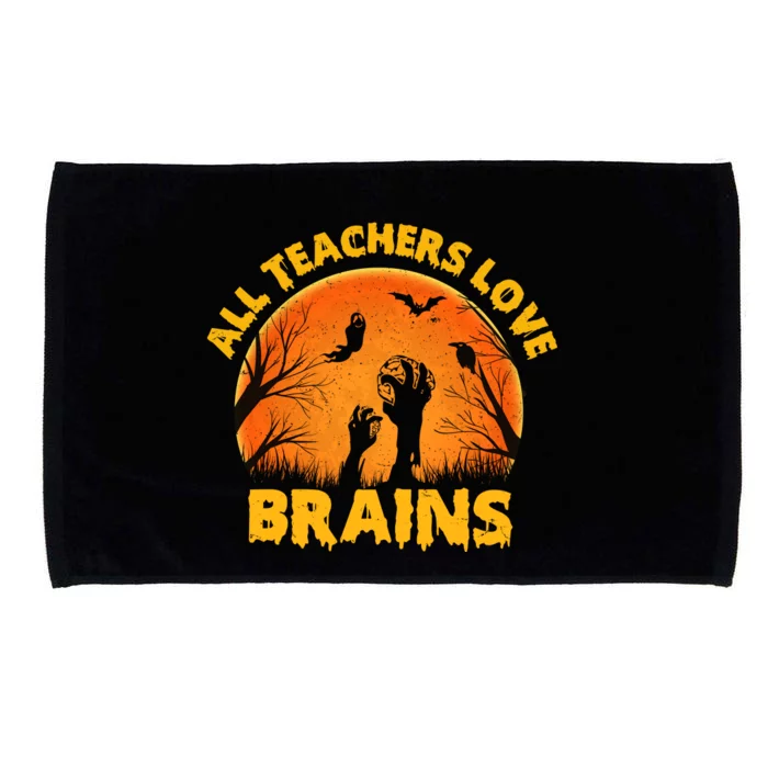 Funny Halloween Zombie All Teacher Love Brains Microfiber Hand Towel