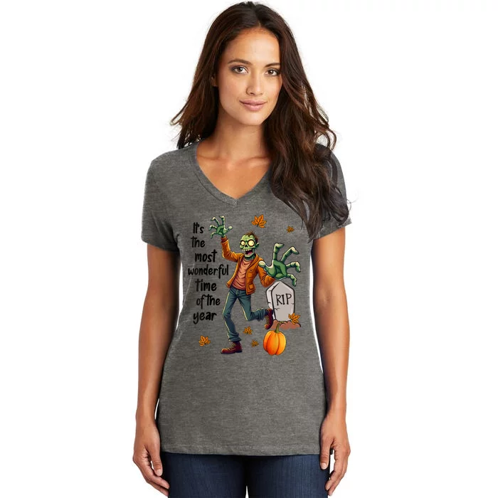 Funny Halloween Zombie Women's V-Neck T-Shirt