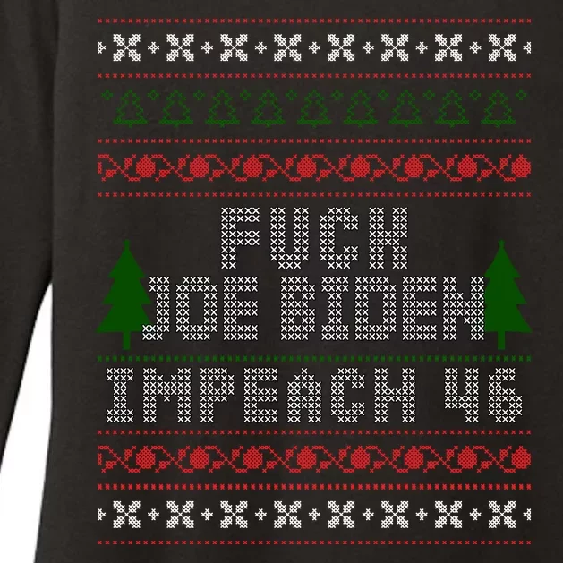 FJB Impeach 46 Anti Biden Ugly Christmas Womens CVC Long Sleeve Shirt