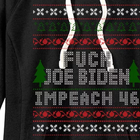 FJB Impeach 46 Anti Biden Ugly Christmas Women's Fleece Hoodie