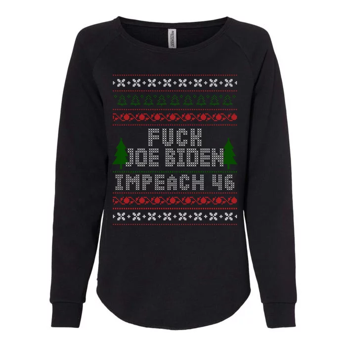 FJB Impeach 46 Anti Biden Ugly Christmas Womens California Wash Sweatshirt