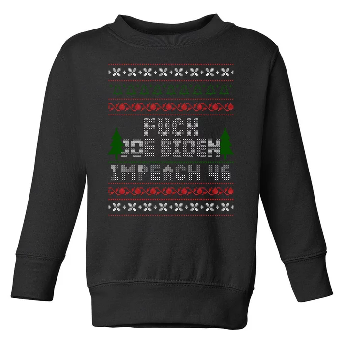 FJB Impeach 46 Anti Biden Ugly Christmas Toddler Sweatshirt