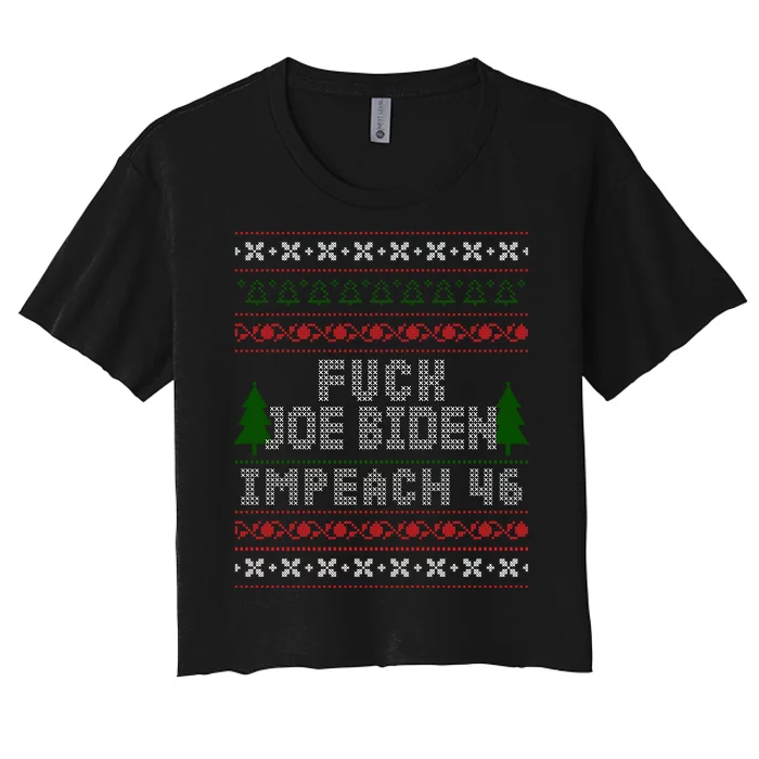 FJB Impeach 46 Anti Biden Ugly Christmas Women's Crop Top Tee