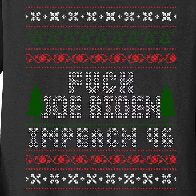 FJB Impeach 46 Anti Biden Ugly Christmas Kids Long Sleeve Shirt