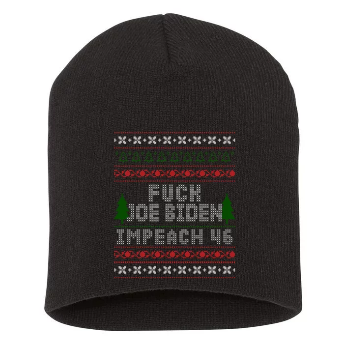 FJB Impeach 46 Anti Biden Ugly Christmas Short Acrylic Beanie