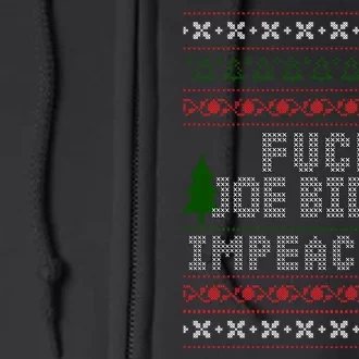 FJB Impeach 46 Anti Biden Ugly Christmas Full Zip Hoodie