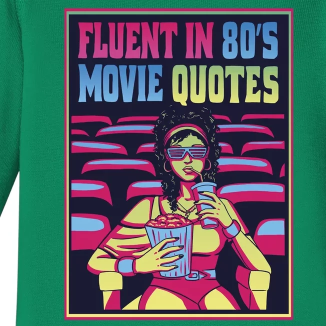 Fluent In 80s Movie Quotes Retro Baby Long Sleeve Bodysuit