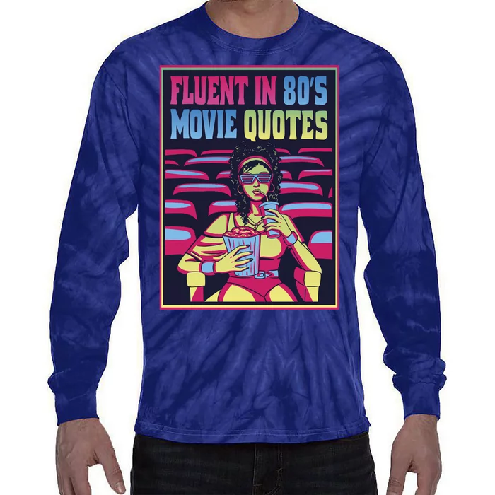 Fluent In 80s Movie Quotes Retro Tie-Dye Long Sleeve Shirt