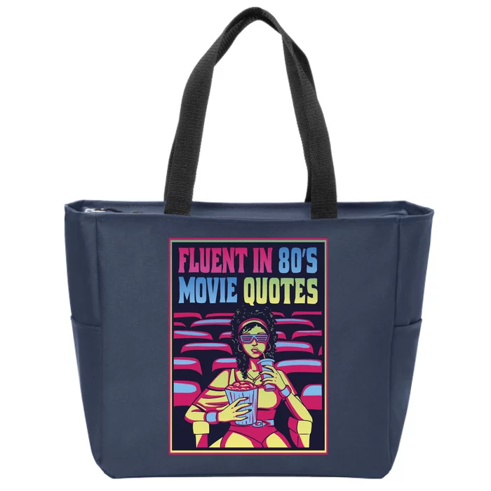 Fluent In 80s Movie Quotes Retro Zip Tote Bag