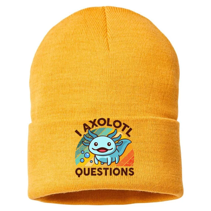 Funny I Axolotl Questions Retro Cute Boy Girl Sustainable Knit Beanie