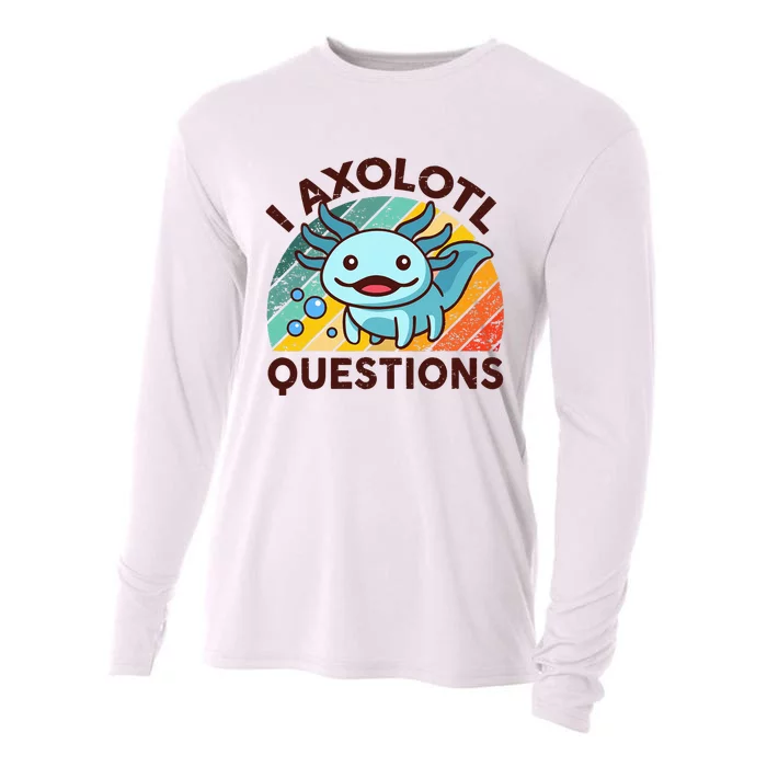 Funny I Axolotl Questions Retro Cute Boy Girl Cooling Performance Long Sleeve Crew