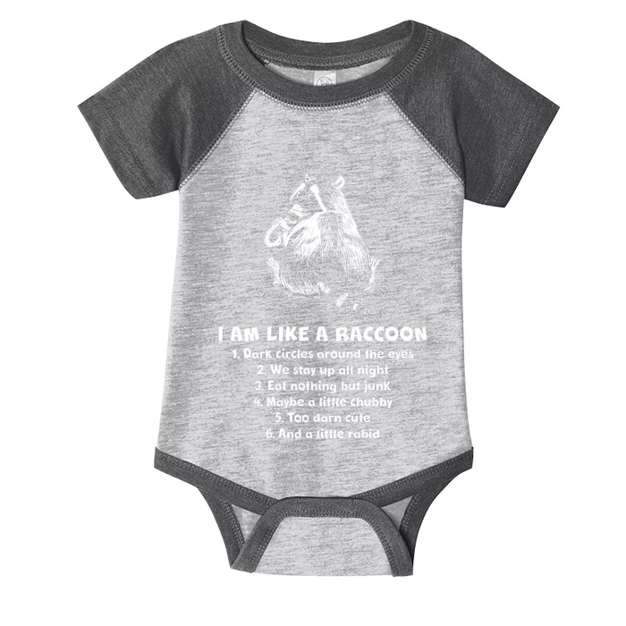 Funny I Am Like A Raccoon Infant Baby Jersey Bodysuit