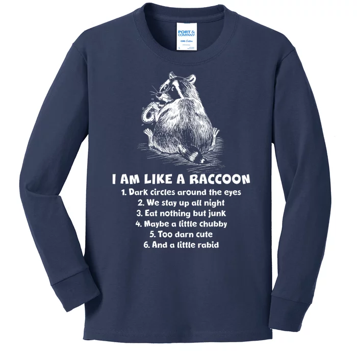 Funny I Am Like A Raccoon Kids Long Sleeve Shirt