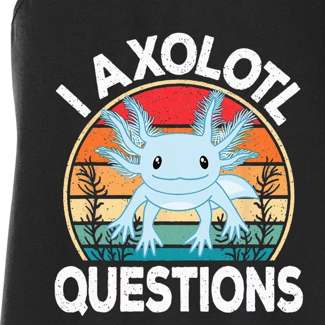 Funny I Axolotl Questions Cute Blue Axolotl Kawaii Retro Women's Racerback Tank