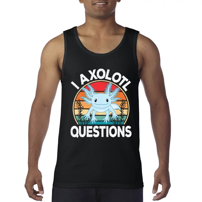 Funny I Axolotl Questions Cute Blue Axolotl Kawaii Retro Tank Top