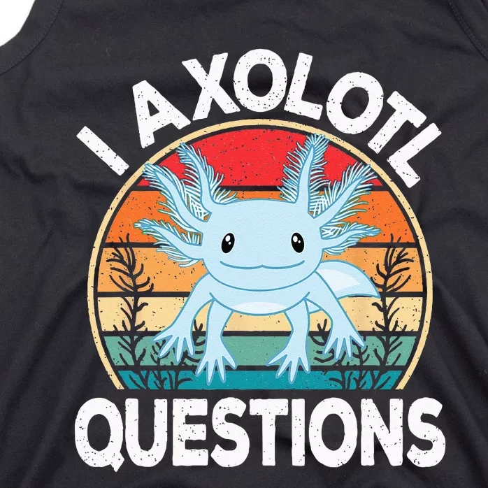 Funny I Axolotl Questions Cute Blue Axolotl Kawaii Retro Tank Top