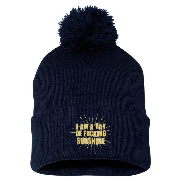 Funny I Am A Ray Of Fucking Sunshine Pom Pom 12in Knit Beanie