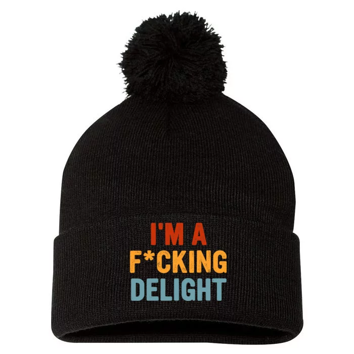 Funny I'm A Fucking Delight Joke Sarcastic Pom Pom 12in Knit Beanie